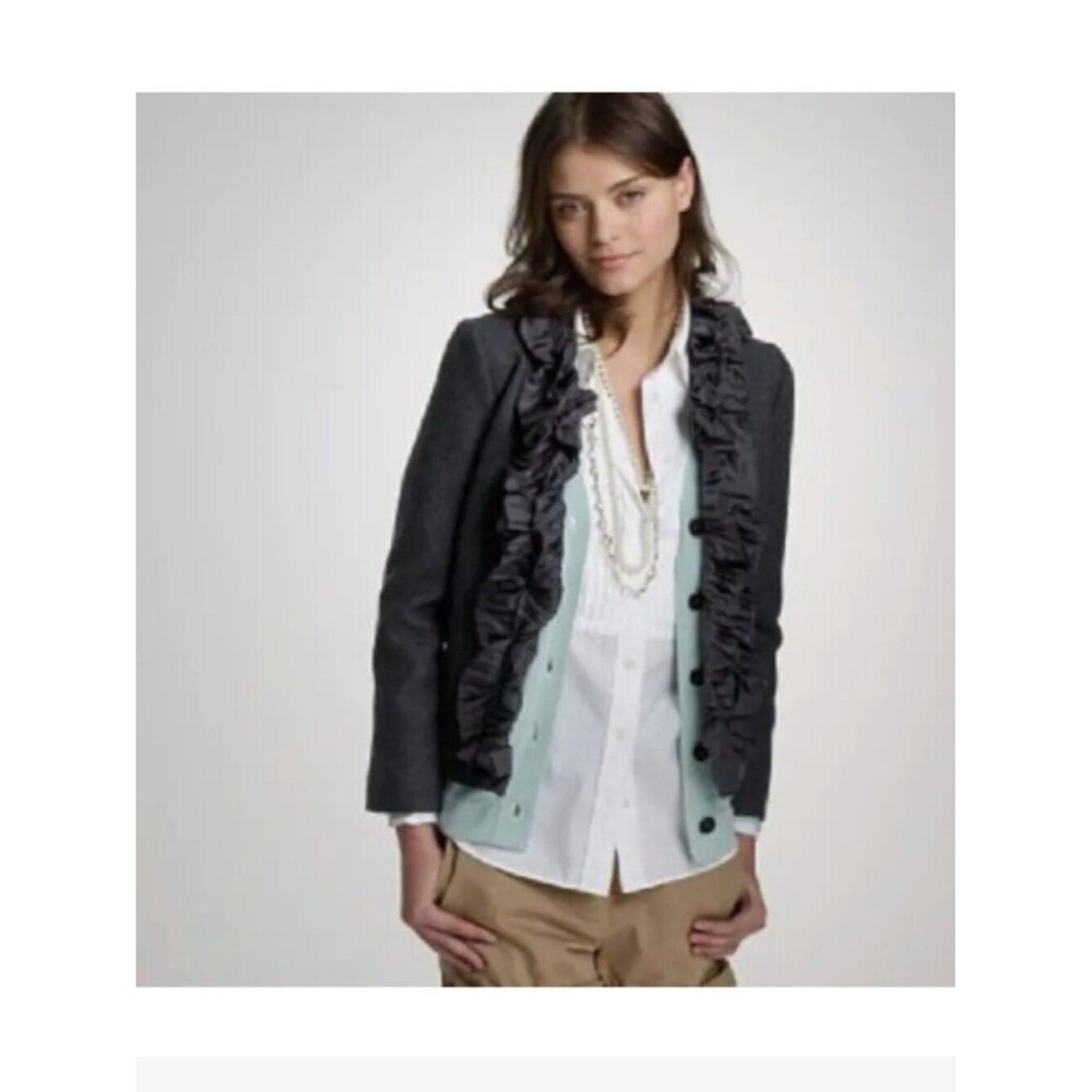 J Crew Wool Silk Tailored Blazer Sz 4 Whimsigoth Avant Garde Layering Statement